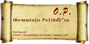Ohrenstein Polikárp névjegykártya